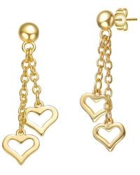 Rachel Glauber - 14k Plated Dangling Heart Earrings - Lyst
