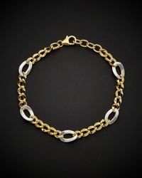 Italian Gold - 14k Two-tone Figaro Bracelet - Lyst