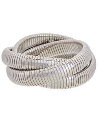 Meshmerise - Rhodium Plated Triple Twist Bangle Bracelet - Lyst