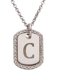 Meshmerise - 18k Over Silver 0.20 Ct. Tw. Diamond Dog Tag Initial Necklace (a-z) - Lyst