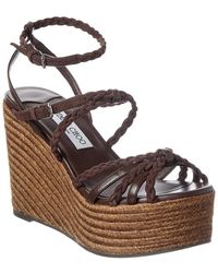 Jimmy Choo - Nyra 100 Leather Wedge Sandal - Lyst