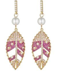 Eye Candy LA - Luxe Collection 18k Plated Cz Leaf Drop Earrings - Lyst