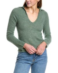Vince - Brushed V-neck Polo Alpaca & Wool-blend Sweater - Lyst