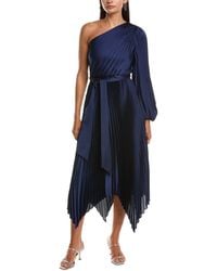 MILLY - Essi Solid Pleated One-Shoulder Maxi Dress - Lyst