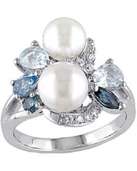 Pearls - 1.75 Ct. Tw. Gemstone & 6.5-8Mm Freshwater Pearl Ring - Lyst