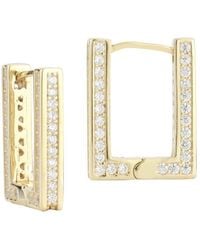 Chloe and Madison - 14k Over Silver Cz Small Rectangular Bold Hoops - Lyst