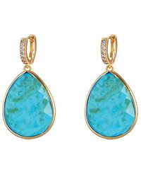 Liv Oliver - 18k Plated 28.00 Ct. Tw. Turquoise Cz Drop Earrings - Lyst