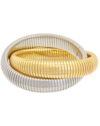 Meshmerise - 18k Two-tone Plated Goose Bangle Bracelet - Lyst