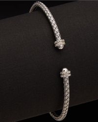 Meshmerise - 18k Over Silver 0.10 Ct. Tw. Diamond Bangle Bracelet - Lyst