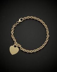 Italian Gold - 14k Heart Charm Bracelet - Lyst