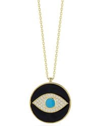 Sphera Milano - 14k Over Silver Cz Enamel Synthetic Turquoise Evil Eye Necklace - Lyst