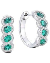 Gregg Ruth - 18K 1.55 Ct. Tw. Diamond & Lab-Grown Lab Created Emerald Huggie Earring - Lyst