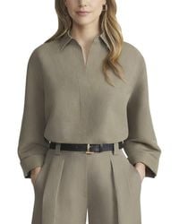 Lafayette 148 New York - Pointed Collar Linen-Blend Popover Blouse - Lyst