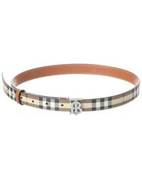 Burberry - Check Tb E-canvas & Leather Belt - Lyst