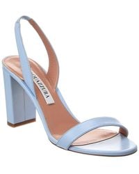 Aquazzura - So Nude Block 85 Leather Slingback Sandal - Lyst