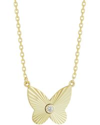 Sphera Milano - 14k Over Silver Cz Butterfly Necklace - Lyst