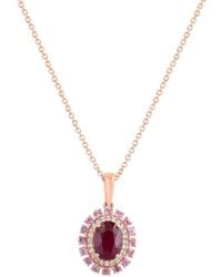 Effy Fine Jewelry - 14k Rose Gold 1.74 Ct. Tw. Diamond & Pink Sapphire, Ruby Necklace - Lyst