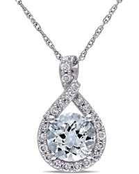 Rina Limor - 10k 1.37 Ct. Tw. Diamond & Aquamarine Pendant Necklace - Lyst