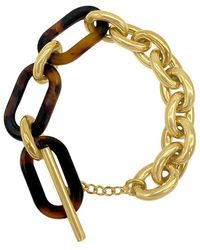 Adornia - 14k Plated Water-resistant Tortoise And Cable Chain Bracelet - Lyst