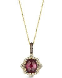 Le Vian - Le Vian Raspberry Rhodolite 14K 5.10 Ct. Tw. Diamond & Rhodolite Cocktail Pendant Necklace - Lyst