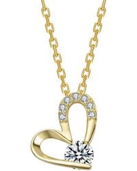 Rachel Glauber - 14K Plated Cz Heart Necklace - Lyst