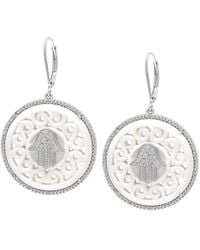 Gemstones - Silver 0.22 Ct. Tw. Diamond Hamsa Earrings - Lyst