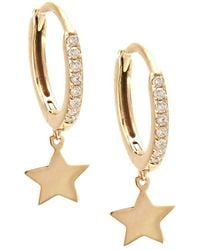 Diamond Select Cuts - 14k 0.09 Ct. Tw. Diamond Star Mini Hoops - Lyst