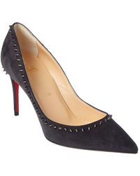 Christian Louboutin Anjaline 85 Studded Suede Pump - Black