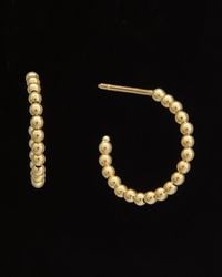Italian Gold - 14k Polished Beaded Hoops - Lyst