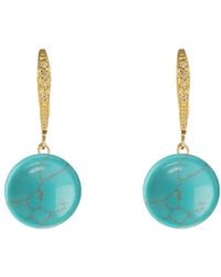 Liv Oliver - 18k Plated 13.70 Ct. Tw. Turquoise Drop Earrings - Lyst