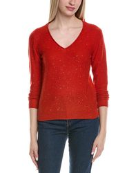 Sofiacashmere - Sequin Deep V Wool & Cashmere-Blend Sweater - Lyst