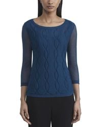 Lafayette 148 New York - Double Layer Cable Intarsia Linen-blend Sweater - Lyst