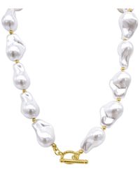 Adornia - 14k Plated 20mm Pearl Oversized Necklace - Lyst