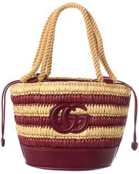 Gucci - Gg Mini Leather-Trim Bucket Bag - Lyst