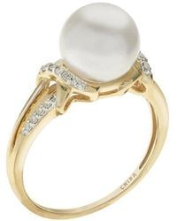 Pearls - Imperial 14K 0.09 Ct. Tw. Diamond 8-9Mm Freshwater Pearl Ring - Lyst