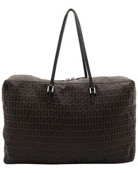 Fendi - Black & Brown Canvas & Leather Zip Tote (authentic Pre-loved) - Lyst