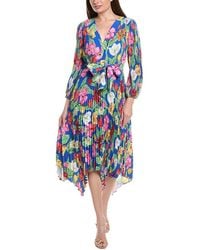 MILLY - Liora Tulip Rosette Pleated Midi Dress - Lyst