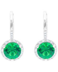 Diana M. Jewels - Fine Jewelry 14k 1.72 Ct. Tw. Diamond & Emerald & Corundum Halo Earrings - Lyst