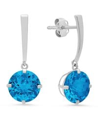 MaxColor - 14k 3.90 Ct. Tw. Blue Topaz Drop Earrings - Lyst