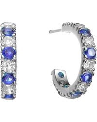 Genevive Jewelry - Silver Cz Hoop Earrings - Lyst