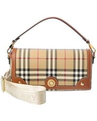 Burberry - Check E-Canvas & Leather Shoulder Bag - Lyst