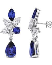 Lab Grown Gemstones - Created Forever 18K 16.98 Ct. Tw. Lab-Grown Diamond & Lab-Grown Sapphire Drop Earrings - Lyst