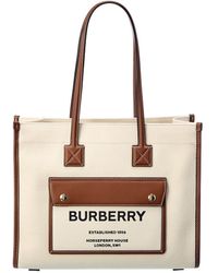 Burberry Freya Small Canvas & Leather Tote - Natural