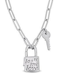 Italian Silver - Lock & Key Necklace - Lyst