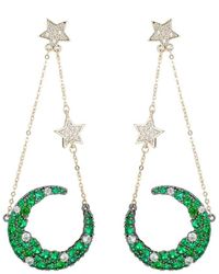 Eye Candy LA - Luxe Collection Cz Green Moon & Start Earrings - Lyst