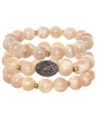 Rachel Reinhardt Jewelry - Peach Moonstone Crystal Fireball Stretch Bracelet - Lyst