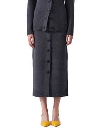Carolina Herrera - Button Front Wool & Cashmere-Blend Midi Skirt - Lyst