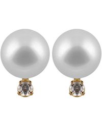 Splendid - 14k 0.06 Ct. Tw. Diamond & 6-6.5mm Akoya Pearl Studs - Lyst