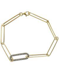 Meshmerise - 18k Over Silver 0.20 Ct. Tw. Diamond Paperclip Link Bracelet - Lyst