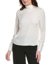 Theory - Tie Turtleneck Silk Blouse - Lyst
